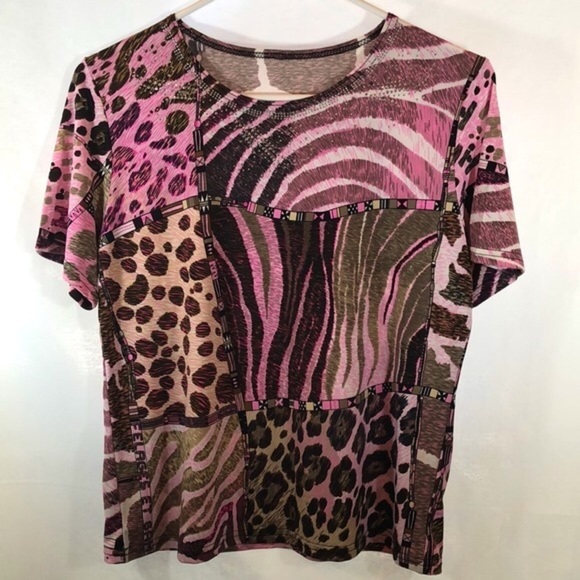Damee Inc 2 Piece Embellished Jacket & Top Set Pink Animal Print  Women’s Small - Picture 13 of 16